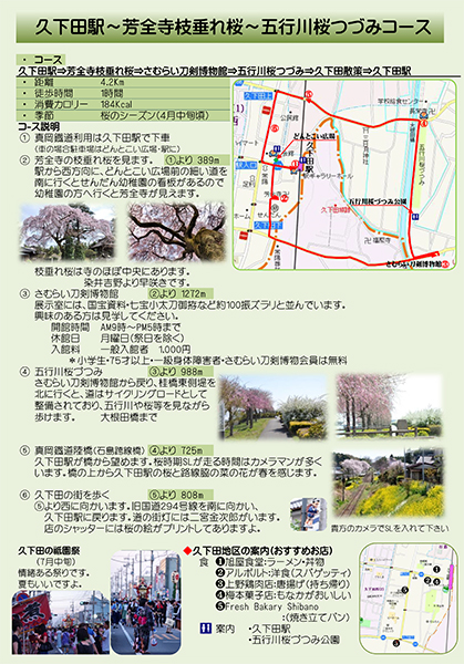 久下田駅～芳全寺枝垂れ桜～五行川桜つづみコース